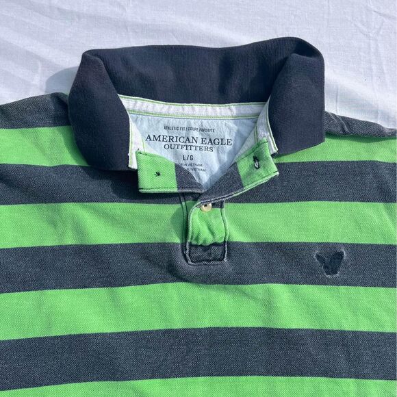 american eagle mens striped polo size large - Picture 3 of 4